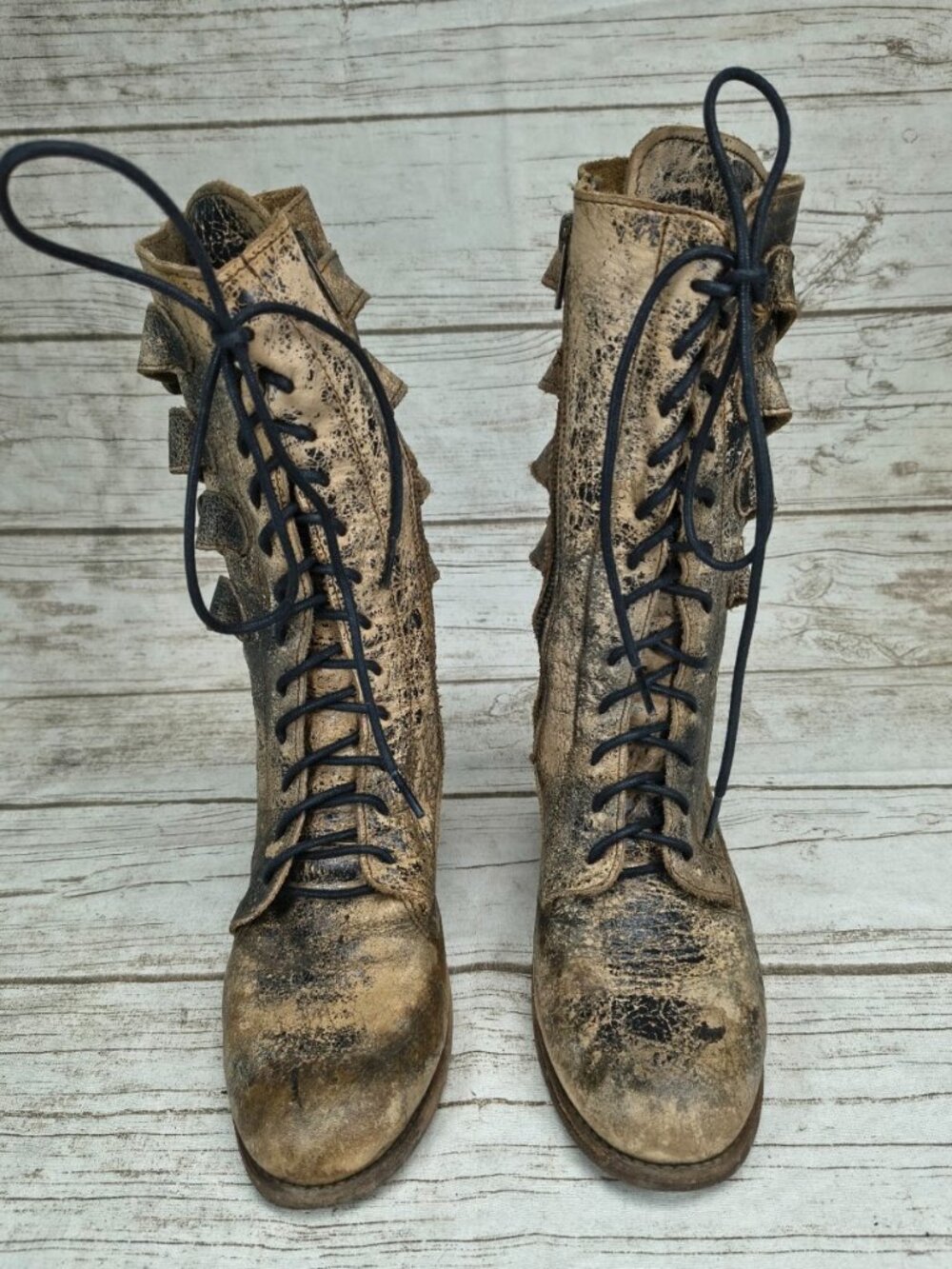Bed Stu Cobbler Series Blitz Black Lux Leather Boots Women 8.5 EU 39